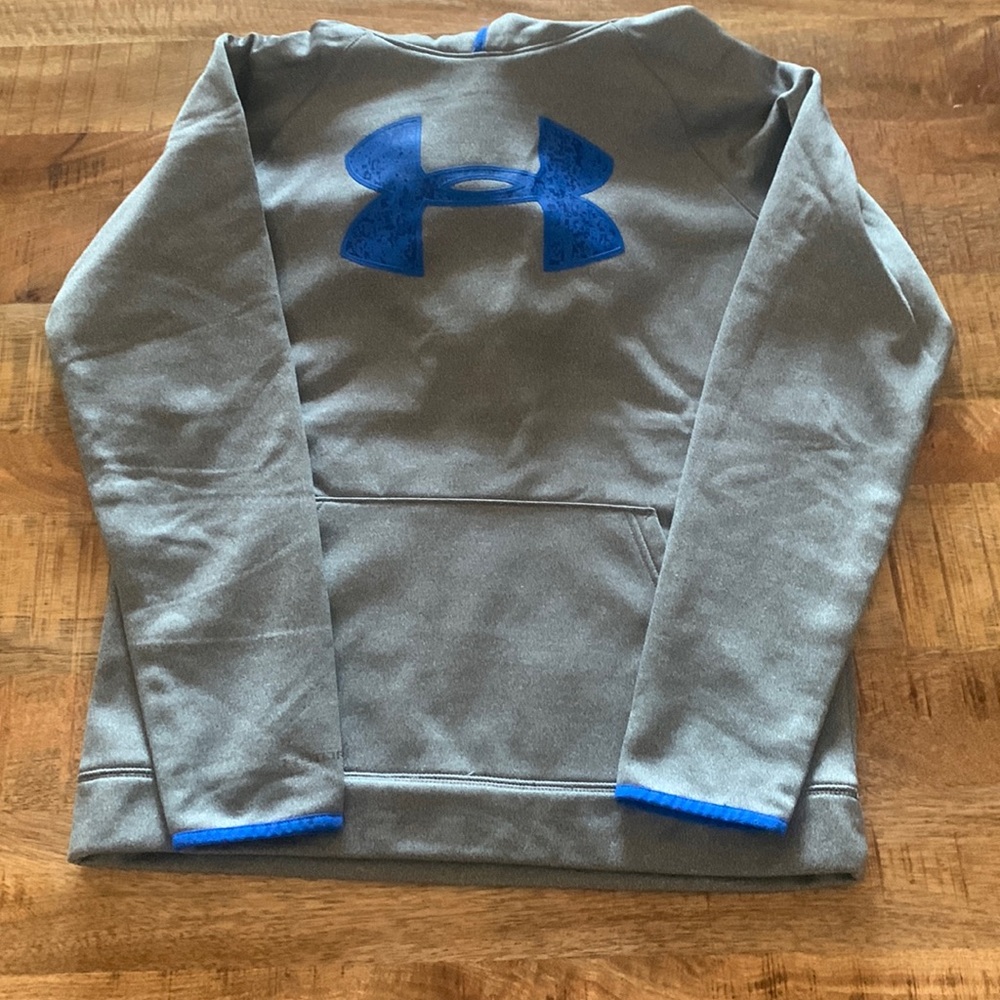 Boys Gray/Blue Under Armour Hoodie / Sweatshirt Size XL - Picture 1 of 3